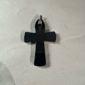 Unisex Prime Black Hematite Cross Pendant Cross 2'' L X 1 1/2”W